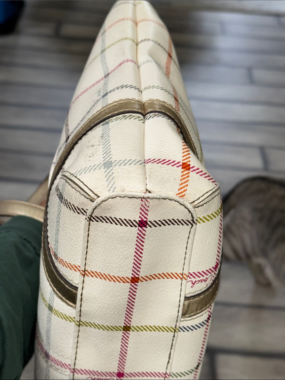 Coach Tatersal Tote with Gold Trim and Multicolor Stripes - Picture 6 of 9